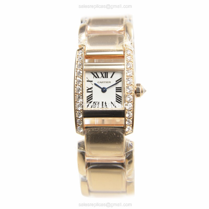 Cartier WE70028H TANK Quartz 18kt Rose Gold & Diamonds