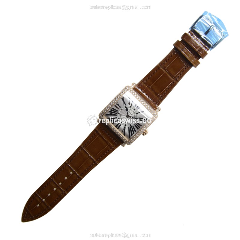Franck Muller 6002 M QZ R D (5N) MASTER SQUARE Quartz 18kt Rose Gold & Diamonds