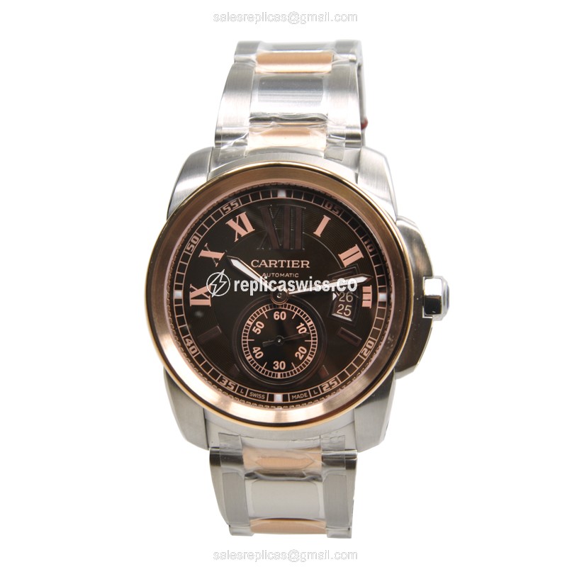 Cartier W7100050 CALIBRE DE CARTIER Automatic 18kt Rose Gold & Steel