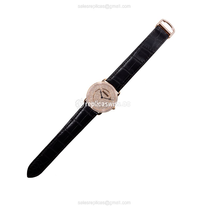 Cartier WR007008 RONDE LOUIS CARTIER Manual Wind 18kt Rose Gold & Diamonds