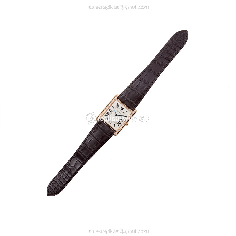 Cartier WT200005 TANK Manual Wind 18kt Rose Gold & Diamonds