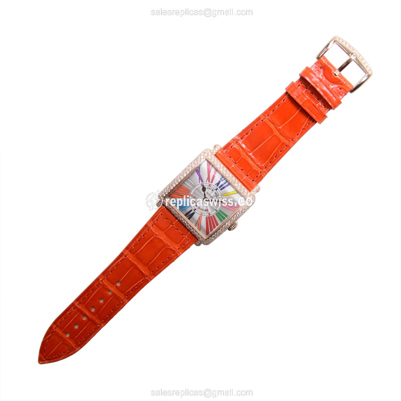 Franck Muller 6002 M QZ COL DRM R D (5N) MASTER SQUARE Quartz 18kt Rose Gold & Diamonds