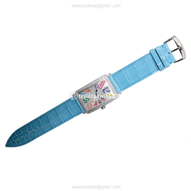 Franck Muller 1002 QZ COL DRM D (OG) LONG ISLAND Quartz 18kt White Gold & Diamond