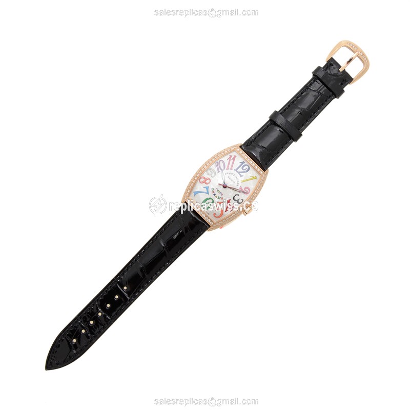 Franck Muller 5850 SC COL DRM D (5N) CINTREE CURVEX Automatic 18kt Rose Gold & Diamonds