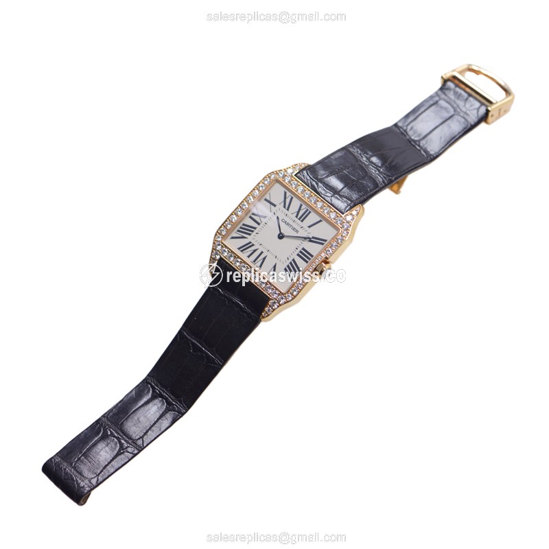 Cartier WH100751 SANTOS Manual Wind 18kt Rose Gold & Diamonds