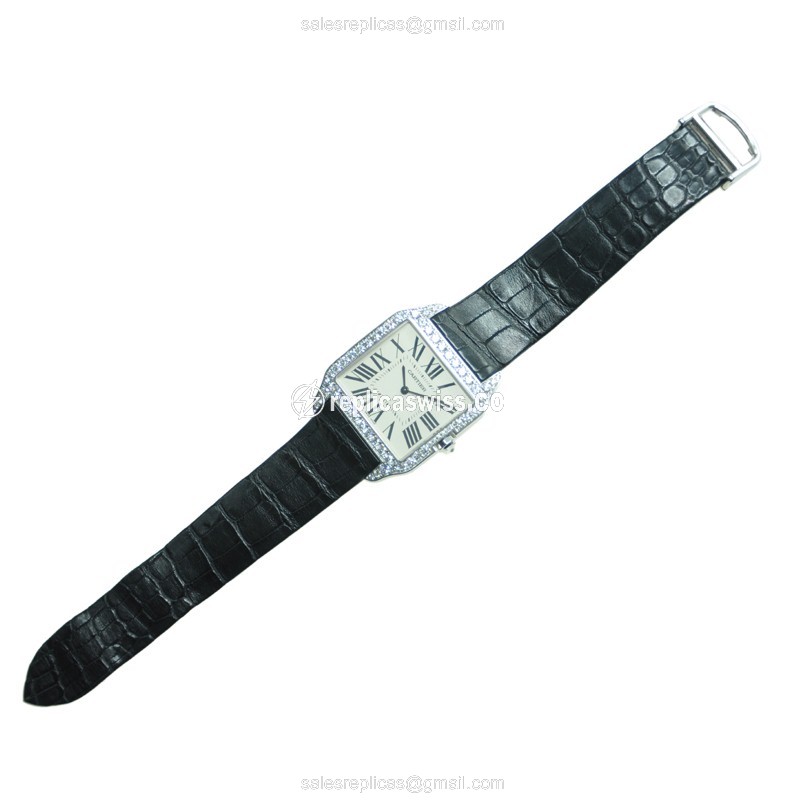 Cartier WH100651 SANTOS Manual Wind 18kt White Gold & Diamond