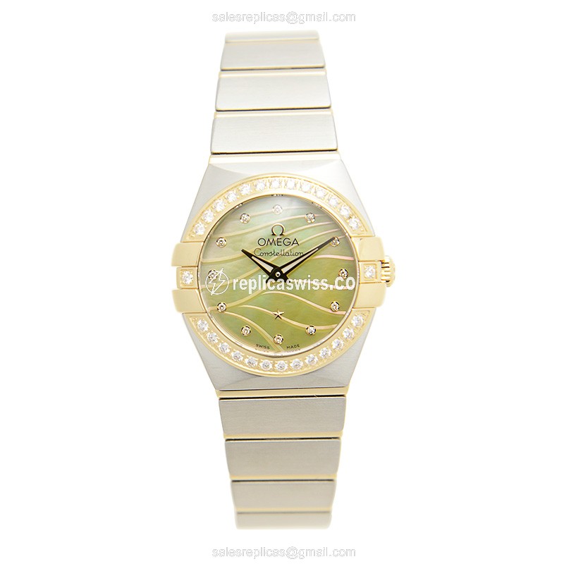 Omega 123.25.24.60.57.001 CONSTELLATION Quartz 18kt Gold & Diamond & Steel