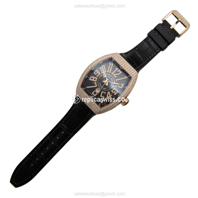 Franck Muller V 45 SC DT D NBR CD 5N.NR VANGUARD Automatic 18kt Rose Gold & Diamonds