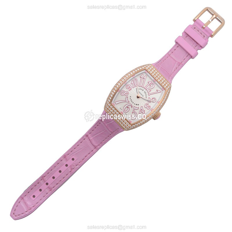 Franck Muller V 32 QZ D (5N.RS) VANGUARD Quartz 18kt Rose Gold & Diamonds