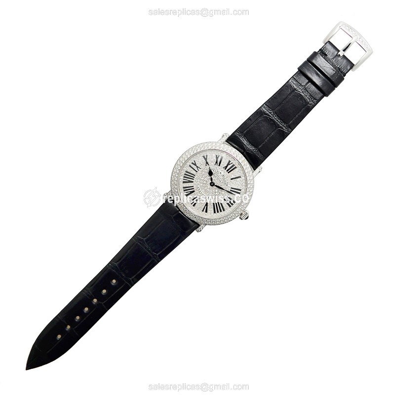 Franck Muller 8038 QZ R D CD (OG) ROUND Quartz 18kt White Gold & Diamond