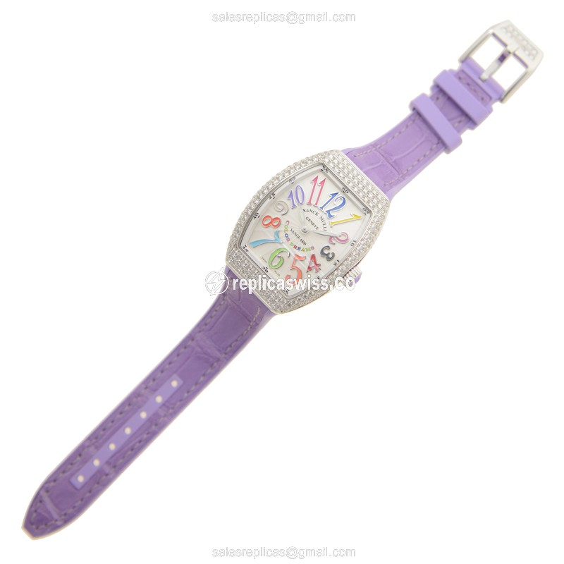 Franck Muller V 32 QZ D COL DRM (AC.VL) VANGUARD Quartz Stainless Steel & Diamonds