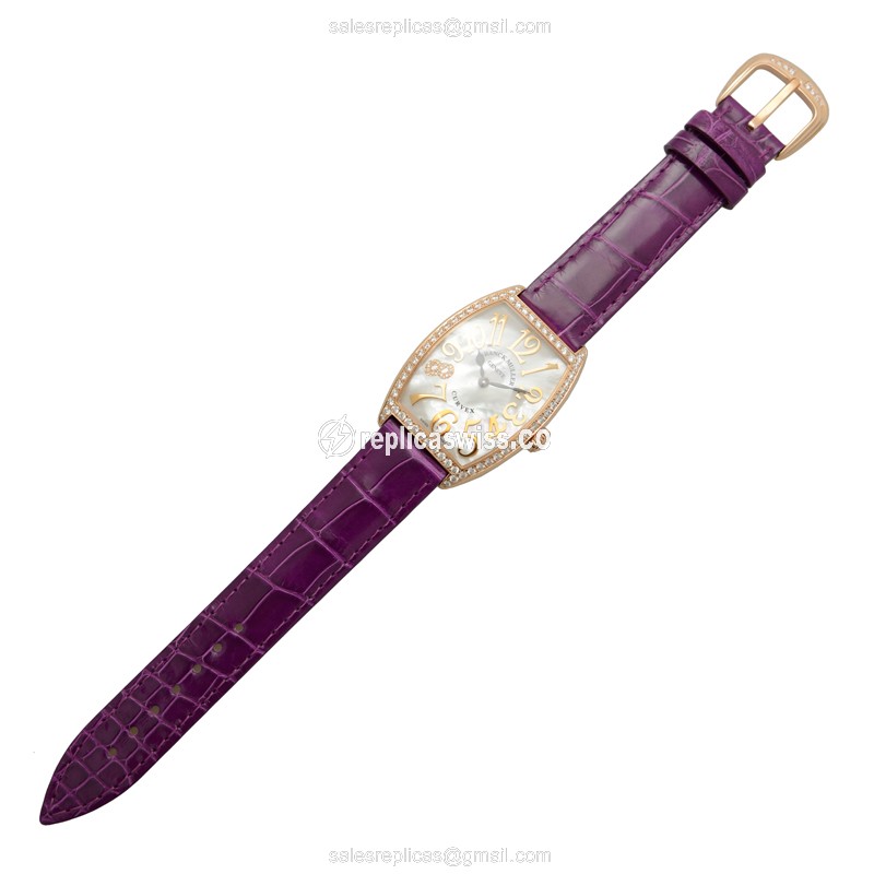 Franck Muller 2852 QZ REL MOP D 1R CD8 (5N) CINTREE CURVEX Quartz 18kt Rose Gold & Diamonds