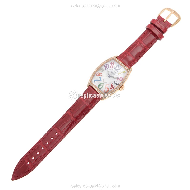 Franck Muller 2852 QZ COL DRM MOP D 1R (5N) CINTREE CURVEX Quartz 18kt Rose Gold & Diamonds