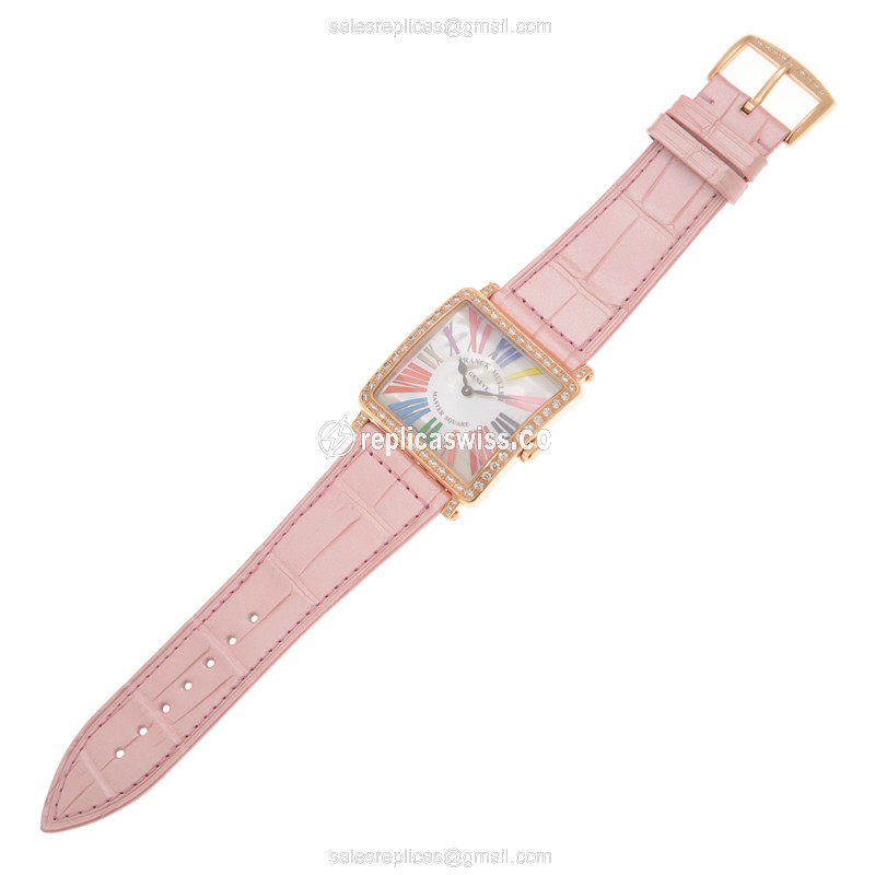 Franck Muller 6002 M B QZ COL DRM R MOP D 1R (5N) MASTER SQUARE Quartz 18kt Rose Gold & Diamonds