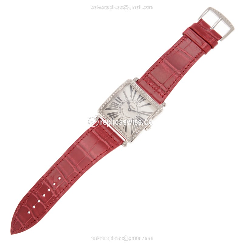 Franck Muller 6002 M B QZ R D 1R (OG) MASTER SQUARE Quartz 18kt White Gold & Diamond