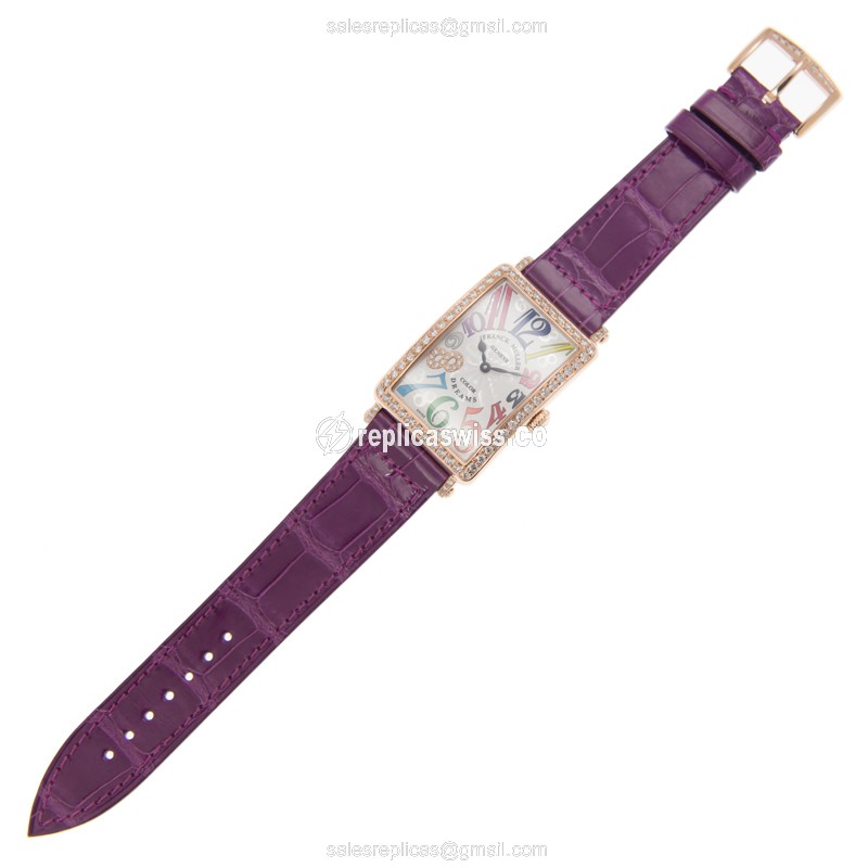 Franck Muller 952 QZ COL DRM D 1R CD8 (5N) LONG ISLAND Quartz 18kt Rose Gold & Diamonds