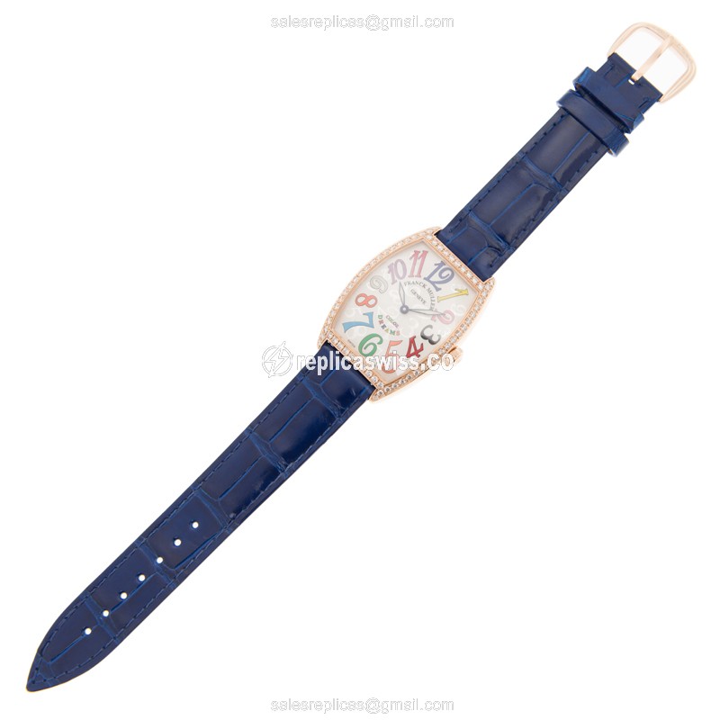 Franck Muller 2852 B QZ COL DRM D 1R (5N) CINTREE CURVEX Quartz 18kt Rose Gold & Steel