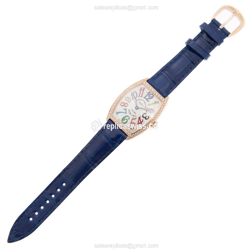 Franck Muller 7502 QZ COL DRM D 1R (5N) CINTREE CURVEX Quartz 18kt Rose Gold & Diamonds