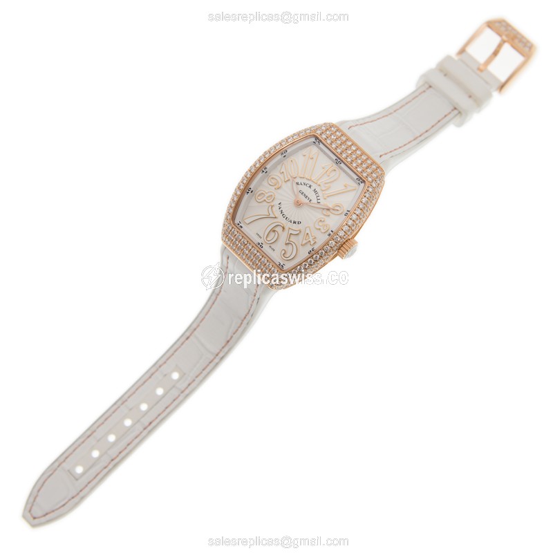 Franck Muller V 32 QZ D (5N.BC) VANGUARD Quartz 18kt Rose Gold & Diamonds