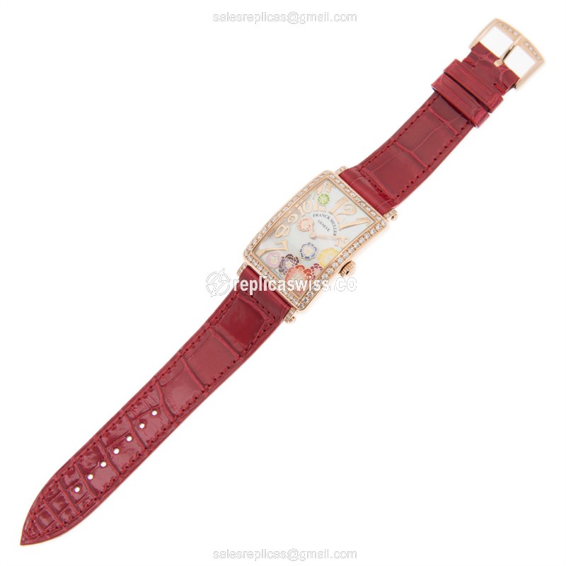Franck Muller 952 QZ REL MOP BC D 1R COL DRM (5N) LONG ISLAND Quartz 18kt Rose Gold & Diamonds