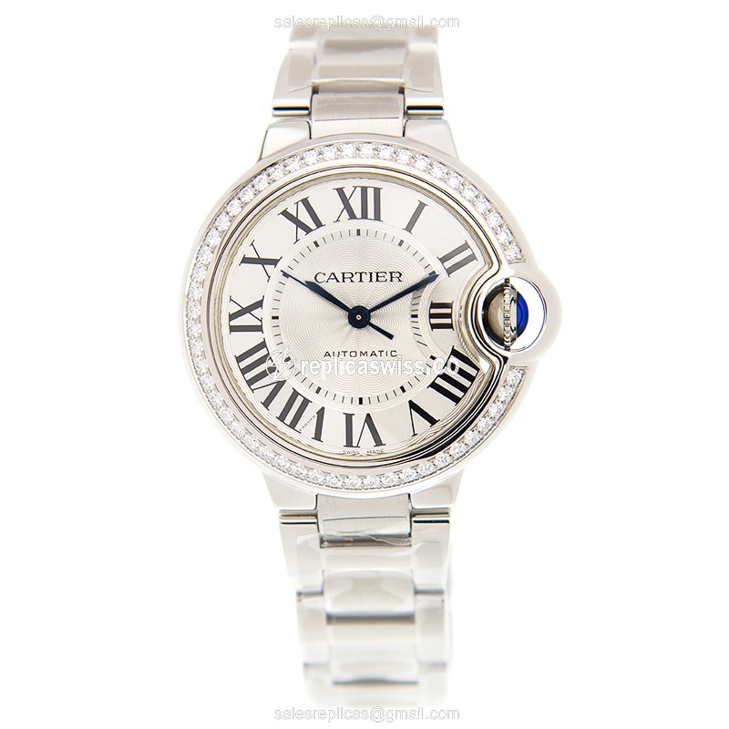 Cartier W4BB0016 BALLON BLEU Automatic Stainless Steel & Diamonds