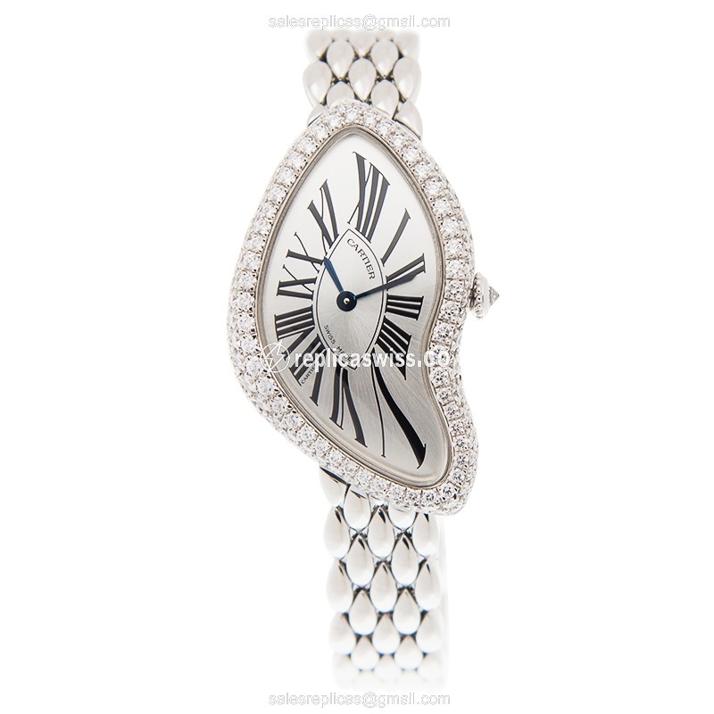 Cartier WL420051 CRASH Manual Wind 18kt White Gold & Diamond