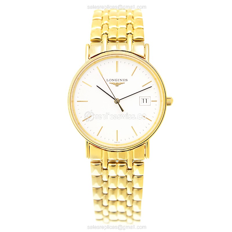 Longines L4.720.2.12.8 PRESENCE Quartz Gold-Plated & Stainless Steel