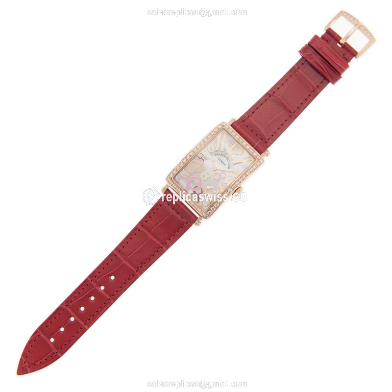 Franck Muller 952 QZ REL 8CD MOP RS D 1R(5N) LONG ISLAND Quartz 18kt Rose Gold & Diamonds