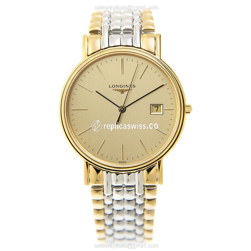 Longines L4.790.2.32.7 PRESENCE Quartz Gold-Plated & Stainless Steel