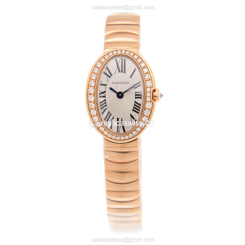 Cartier WB520026 BAIGNOIRE Quartz 18kt Rose Gold & Diamonds