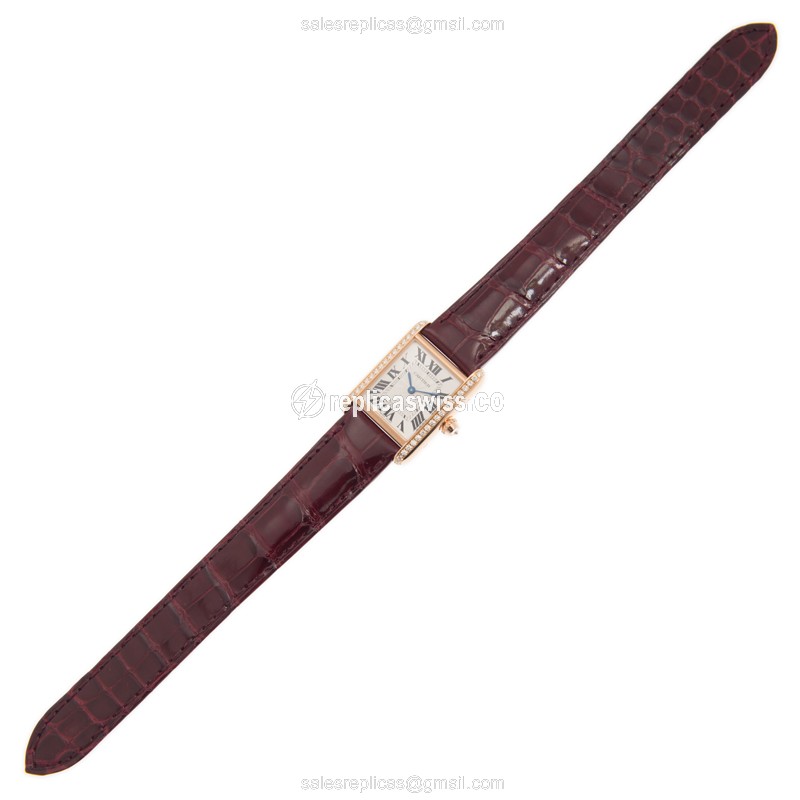 Cartier WJTA0010 TANK Manual Wind 18kt Rose Gold & Diamonds