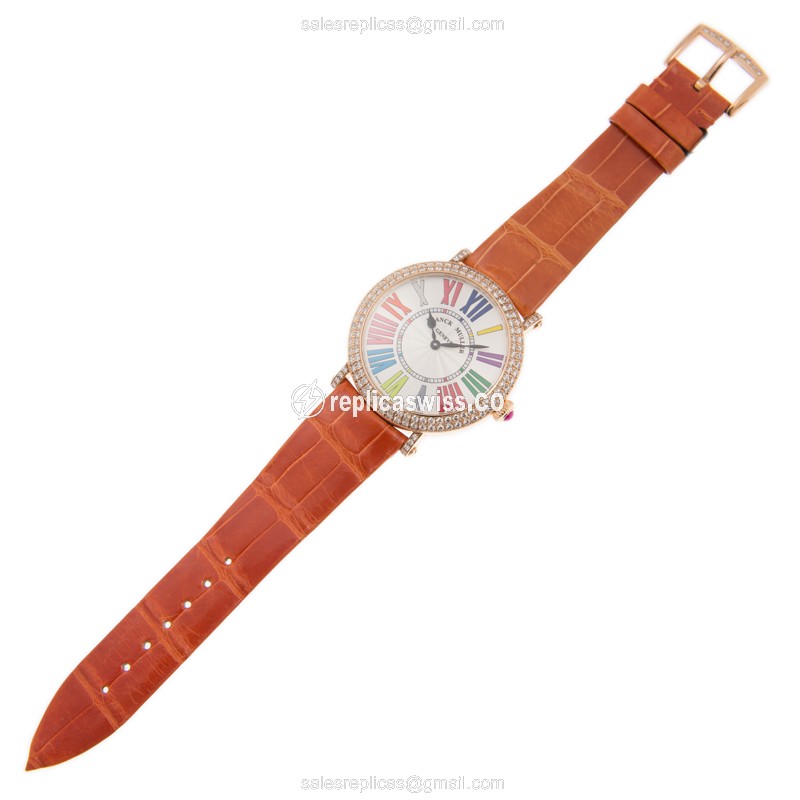 Franck Muller 8038 QZ COL DRM R D (5N) ROUND Quartz 18kt Rose Gold & Diamonds