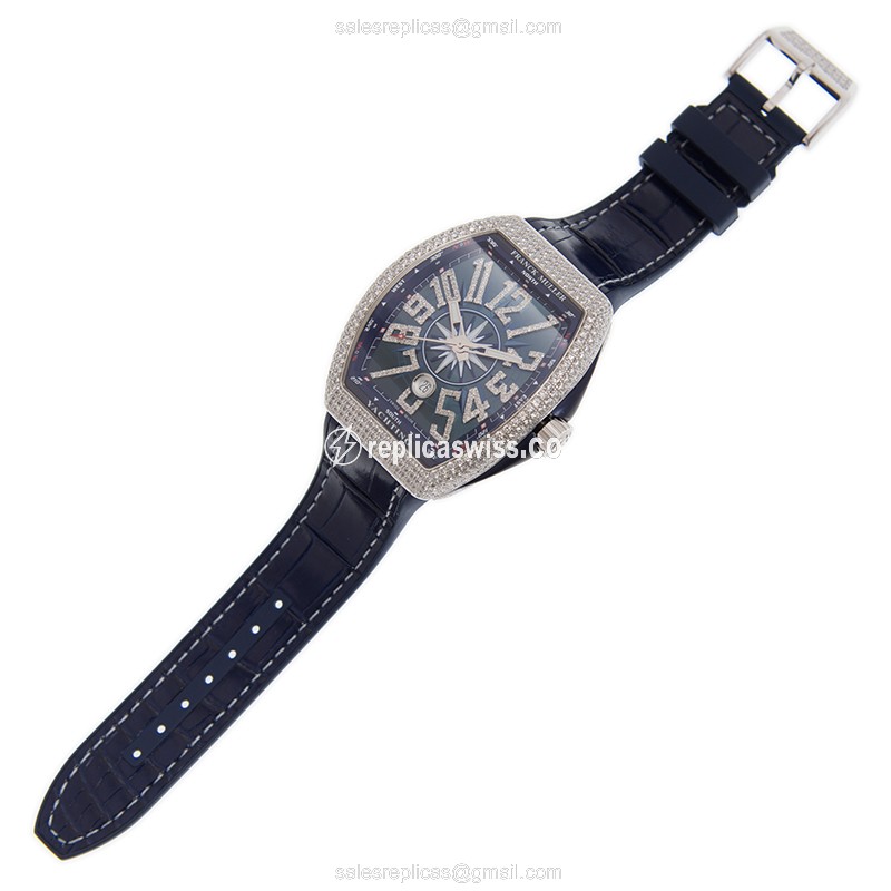 Franck Muller V 45 SC DT D NBR CD YACHTING (OG.BL) VANGUARD Automatic 18kt White Gold & Diamond
