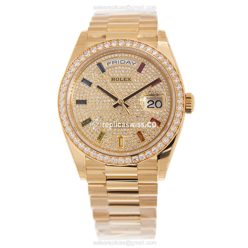 Rolex 128348RBR-0030 DAY-DATE Automatic 18kt Gold & Diamond