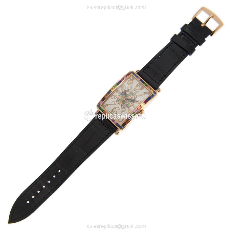 Franck Muller 952 QZ REL QTR SAI BAG 1P BAG (5N) LONG ISLAND Quartz 18kt Rose Gold & Diamonds