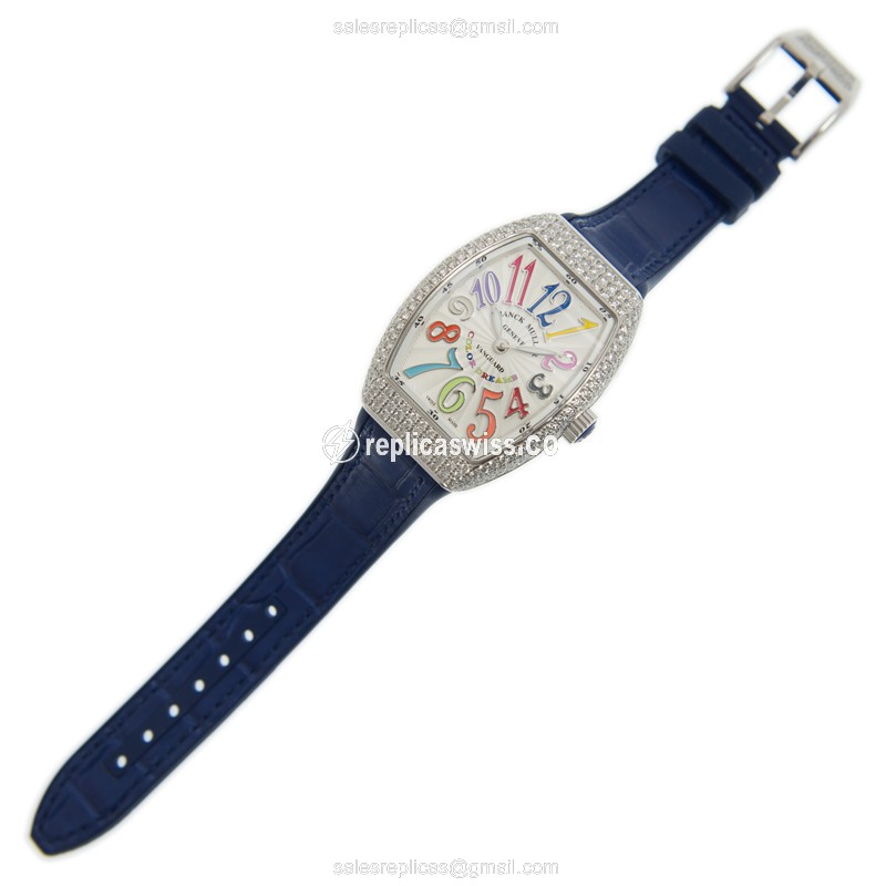 Franck Muller V 32 QZ D COL DRM (AC.BU) VANGUARD Quartz Stainless Steel & Diamonds