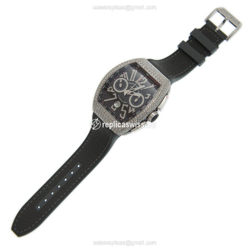 Franck Muller V 45 CC DT D NBR CD (AC.NR) VANGUARD Automatic Stainless Steel & Diamonds