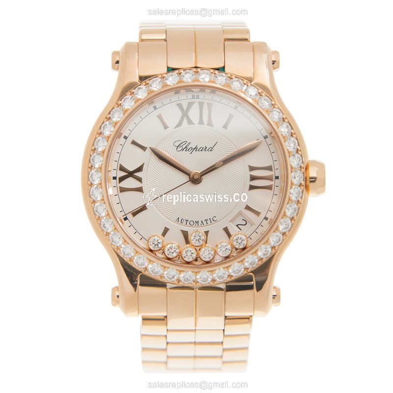 Chopard 274808-5004 HAPPY SPORT Automatic 18kt Rose Gold & Diamonds