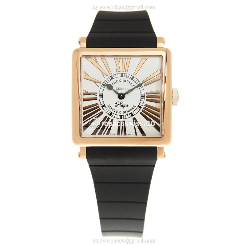 Franck Muller 6002 M QZ REL R PLY (5N)-BK STRAP MASTER SQUARE Quartz 18kt Pink Gold