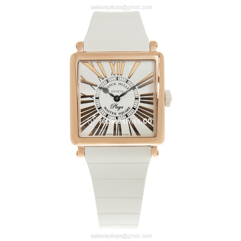 Franck Muller 6002 M QZ REL R PLY (5N)-WT STRAP MASTER SQUARE Quartz 18kt Rose Gold