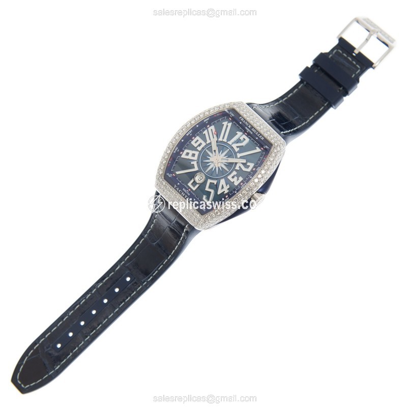 Franck Muller V 45 SC DT D YACHTING (AC.BL) VANGUARD Automatic Stainless Steel & Diamonds