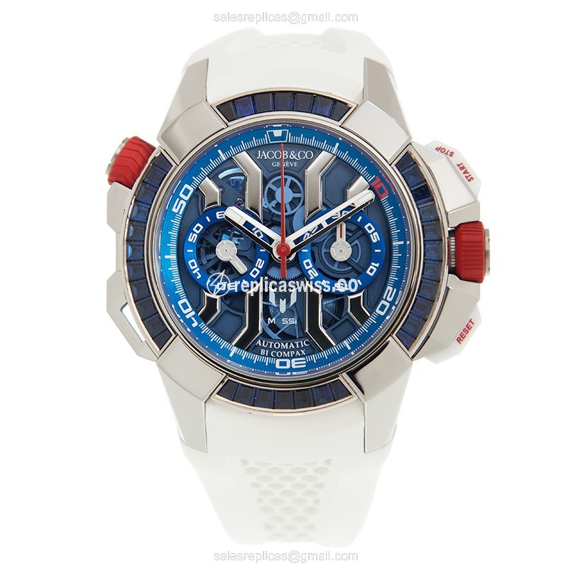 Jacob & Co EC423.32.BB.UA.AHB4S EPIC X CHRONO Automatic 18kt White Gold & Sapphire