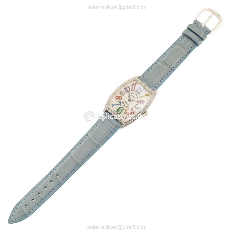 Franck Muller 7502 QZ COL DRM D 1R (AC) - BLUE CINTREE CURVEX Quartz Stainless Steel & Diamonds