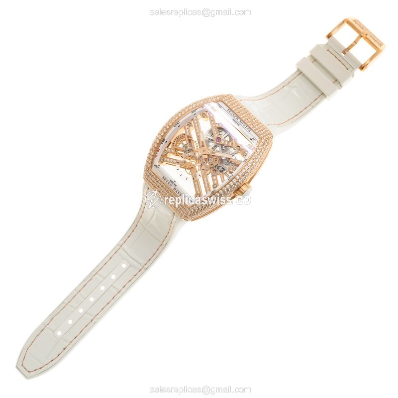 Franck Muller V 45 S6 SQT D MVT D (5N.BC) VANGUARD Automatic 18kt Rose Gold & Diamonds