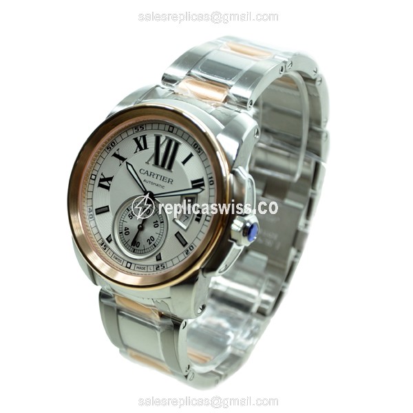Cartier W7100036 CALIBRE DE CARTIER Automatic 18kt Rose Gold & Steel