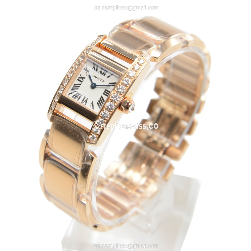 Cartier WE70028H TANK Quartz 18kt Rose Gold & Diamonds