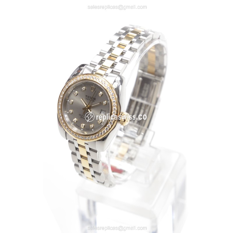 Tudor 22023-62543-10DI-GY CLASSIC Manual Wind 18kt Gold & Diamond & Steel