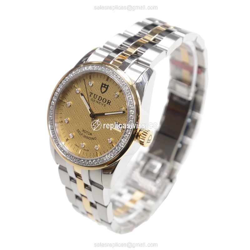 Tudor 55023-68053-10DI-CHCL GLAMOUR DATE Automatic 18kt Gold & Diamond & Steel