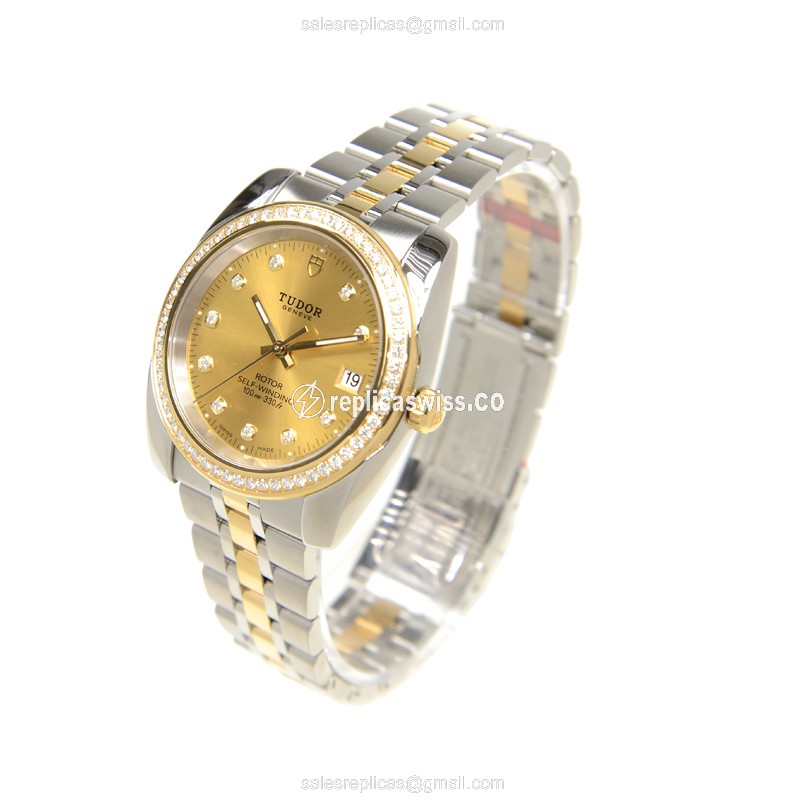 Tudor 21023-62583-10DI-CH CLASSIQUE Automatic 18kt Gold & Diamond & Steel