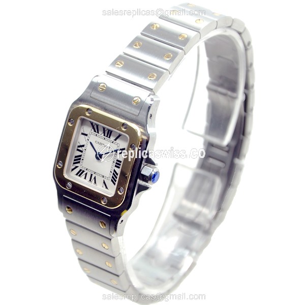 Cartier W20012C4 SANTOS Quartz 18kt Gold & Steel